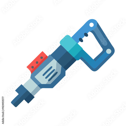 Blue jackhammer icon illustration on a black background
