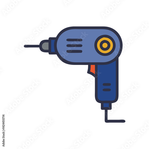 Modern Cartoon Style Drill Illustration with Dark Background