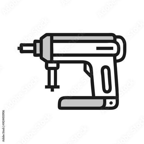 Nail gun icon on a black background