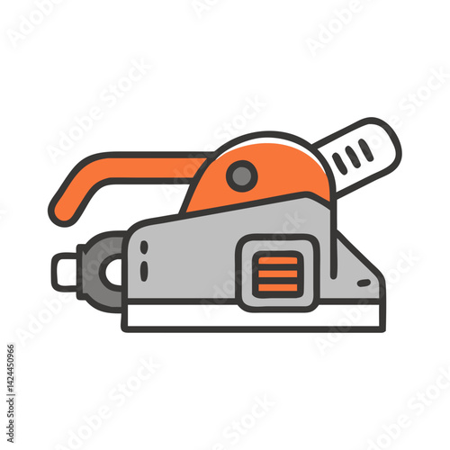 Electric hand plane icon, woodworking tool on black background