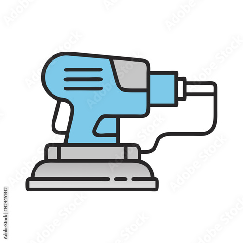 Light Blue Electric Sander Vector Illustration on Black Background