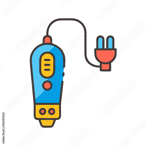 Corded Electric Power Tool: Colorful Isolated Icon Design