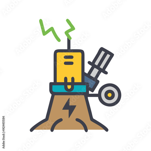 Nuclear power plant illustration for energy or environment concepts