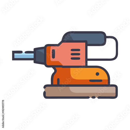 Vibrating sander for woodworking tasks in cartoon style