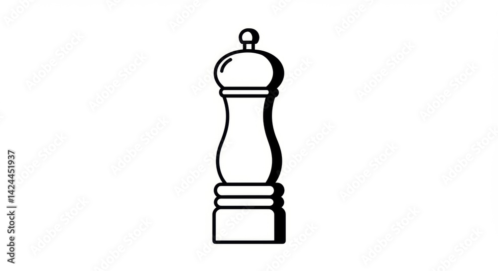 Obraz premium Elegant Pepper Mill, Monochrome Line Art Illustration.