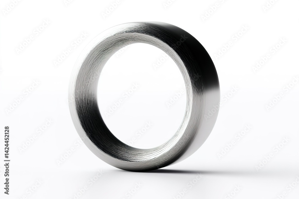 Elegant metallic ring showcases smooth finish and modern design in high-contrast setting Elegant metallic ring showcases smooth finish and modern design in high-contrast setting