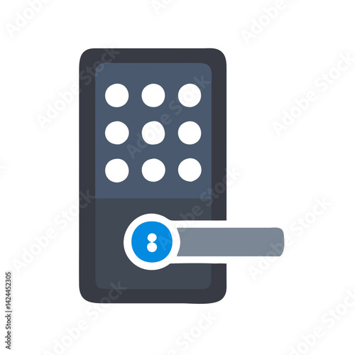 Digital keypad door lock icon for home security