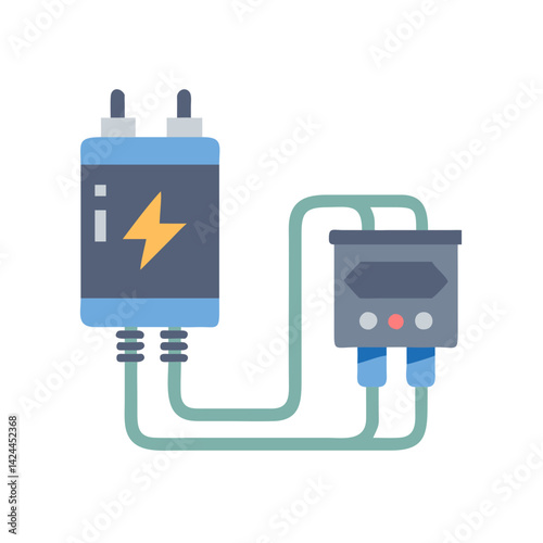 Battery and Charger Illustration for Electrical Vehicle Systems