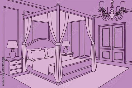 Elegant Purple Luxury Bedroom Interior Design with Cozy Decor