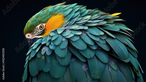 Close-up of a vibrant blue and yellow macaw