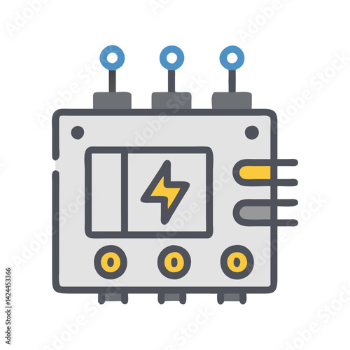 Electrical Power Supply Unit Box With Lightning Symbol