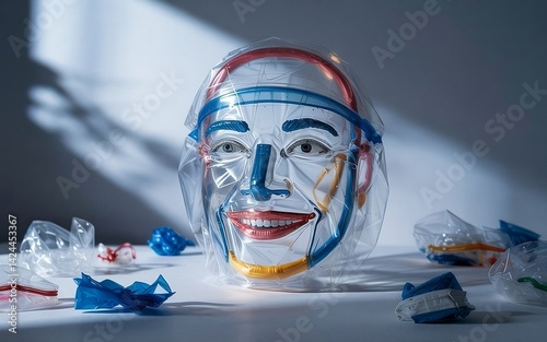 Smiling Face Embedded in Plastic Bags