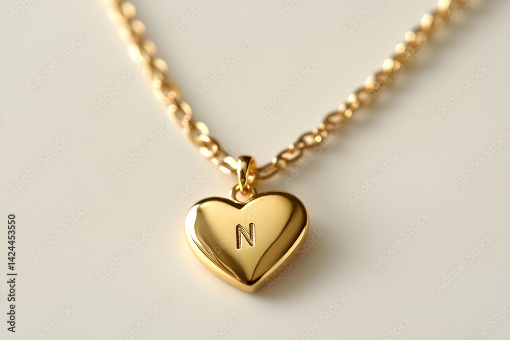 Fototapeta premium Heart Pendant Necklace with Romantic Charm