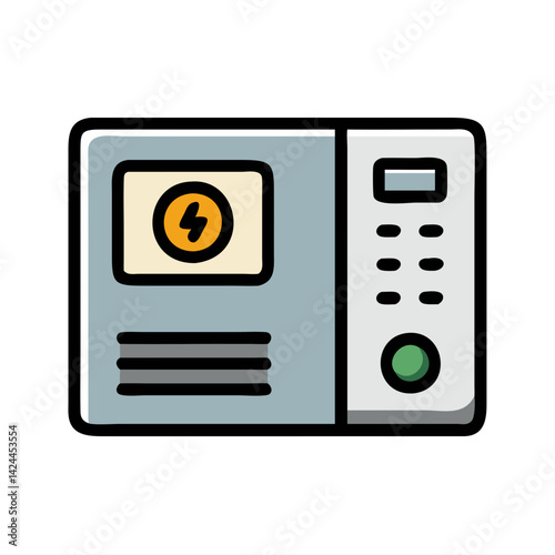 Cartoon Electrical Box Illustration on a Black Background