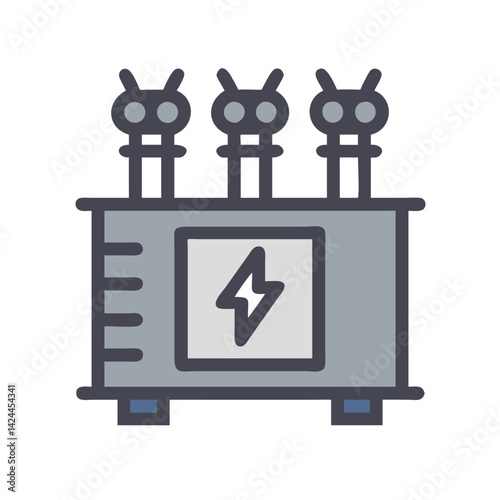 Cartoon style electric transformer icon illustration vector