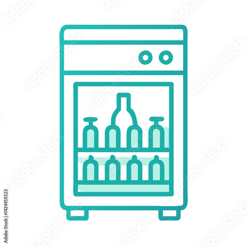Aesthetic Beverage Refrigerator: Icon Illustration of Drinks Chilling