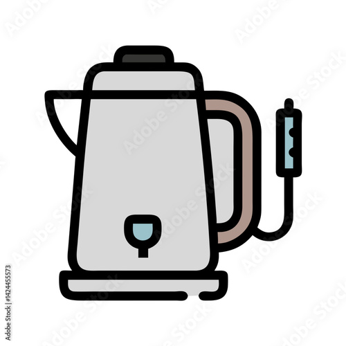 Electric Kettle Illustration: Clean, Modern Design on Black