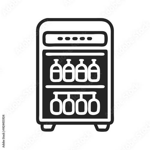 Water cooler with bottles, minimal line icon illustration