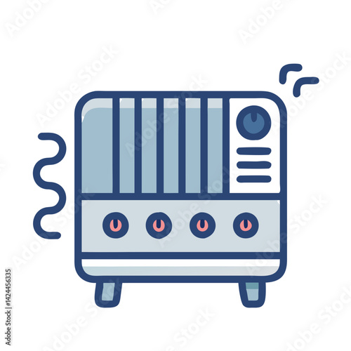 Cute Cartoon Electric Heater Illustration for Cozy Home