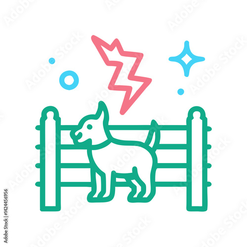 Icon of a dog escaping a fence.