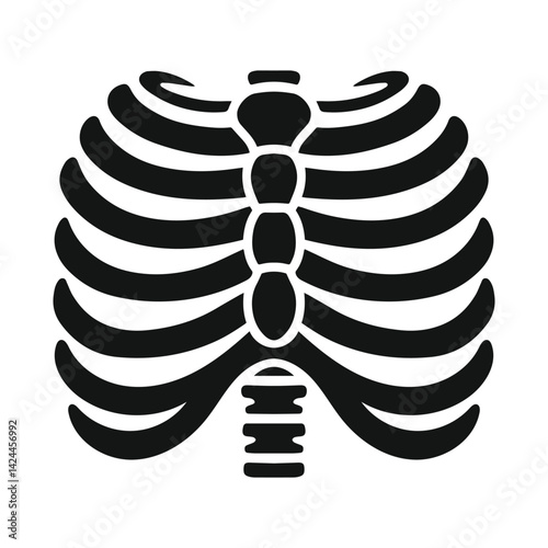 Minimalist Ribcage Graphic – Bold Black & White Anatomy Design