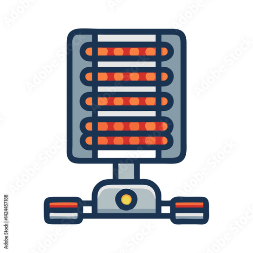 Electric Space Heater Isolated on Black Background Illustration