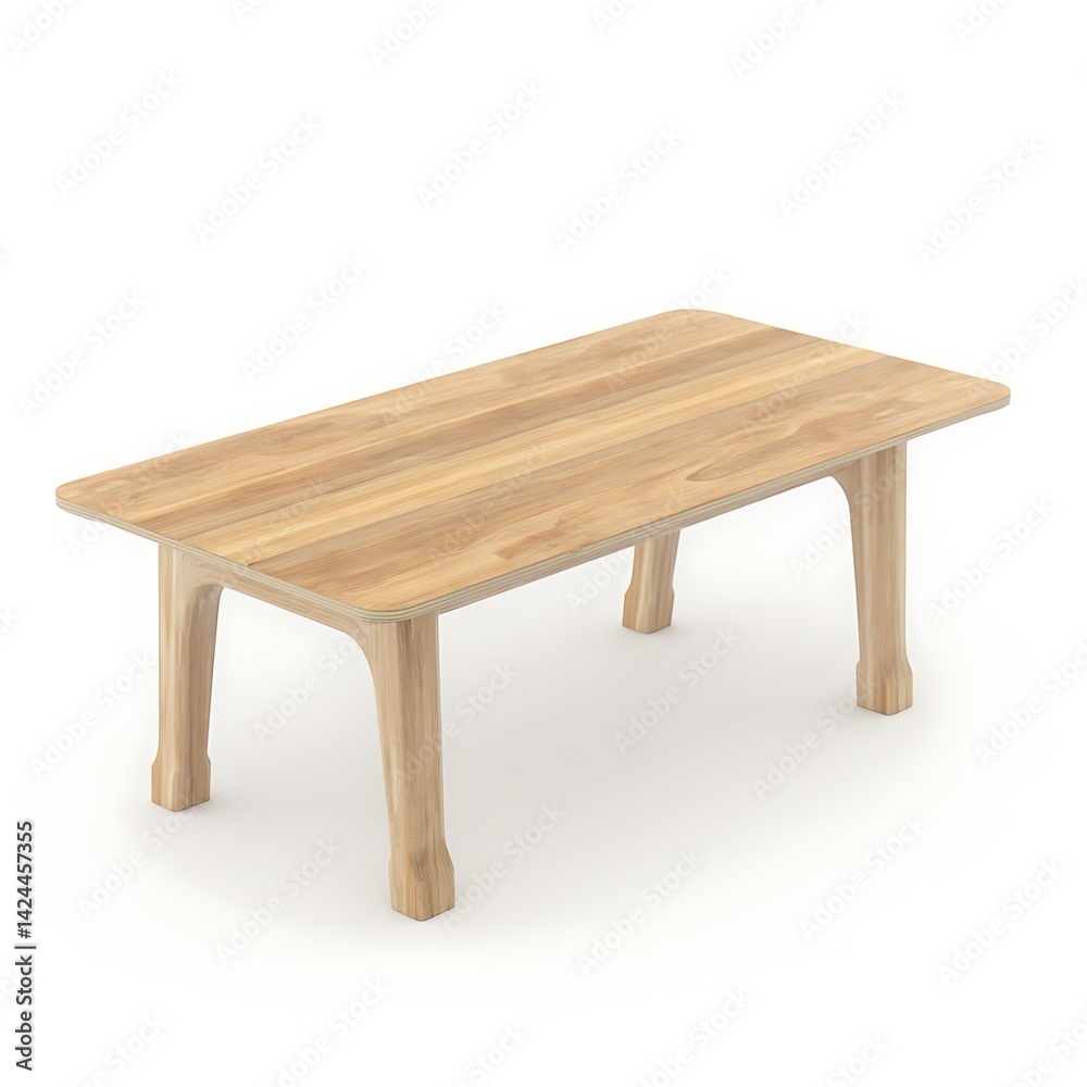 Fototapeta premium Modern Light Wood Coffee Table Isolated on White Background