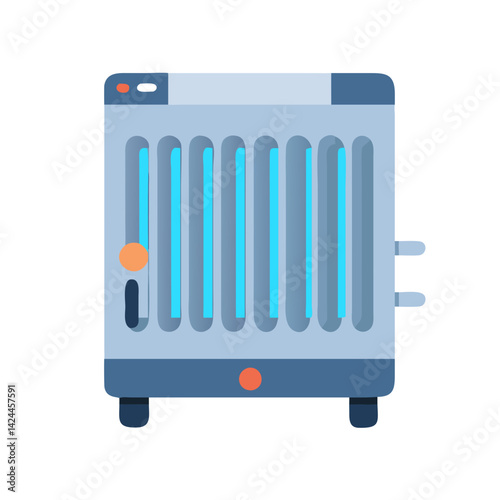 Modern Blue Oil Heater Illustration for Cozy Warmth