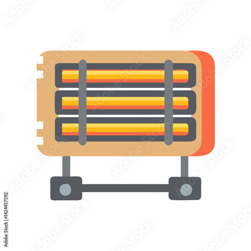 Cartoon Illustration of an Electrical Heater on Wheels