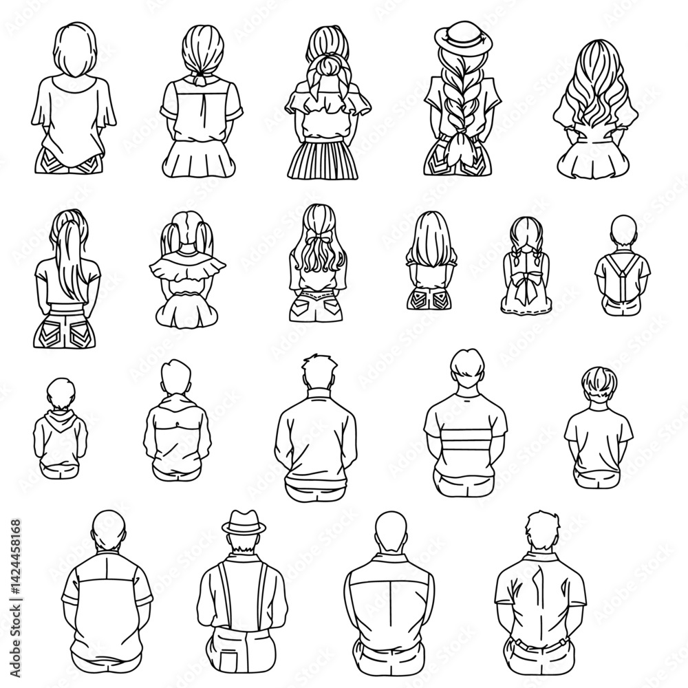 Família sentada Pais e filhos 
