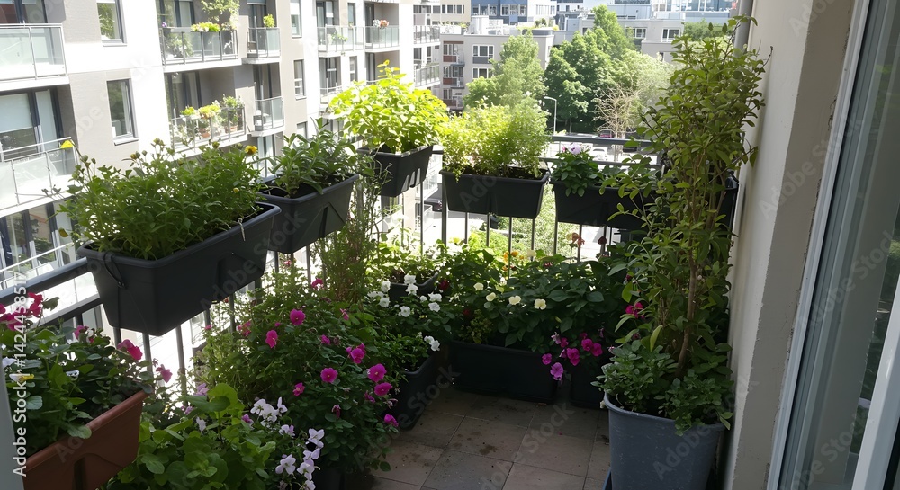 Naklejka premium a garden on the apartment balcony