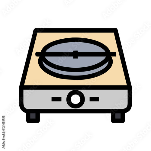 Portable Electric Stove Top Illustration on Black Background