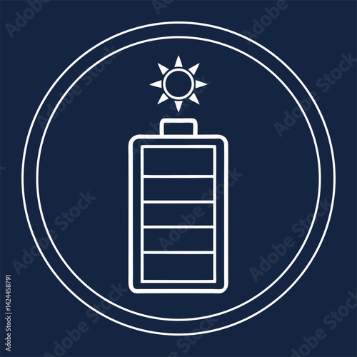 Solar-Powered Battery Icon, Full Charge