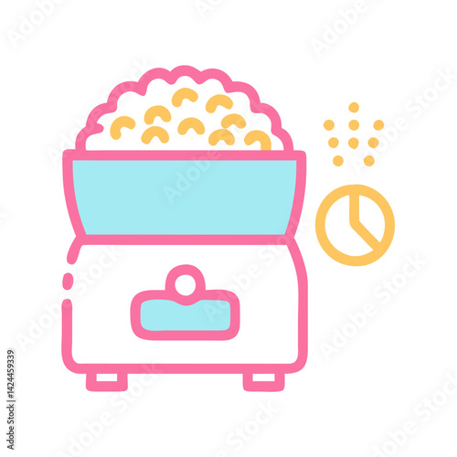 Retro Popcorn Machine Illustration with Timer and Kernels