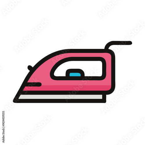 Pink iron icon illustration, home appliance laundry service