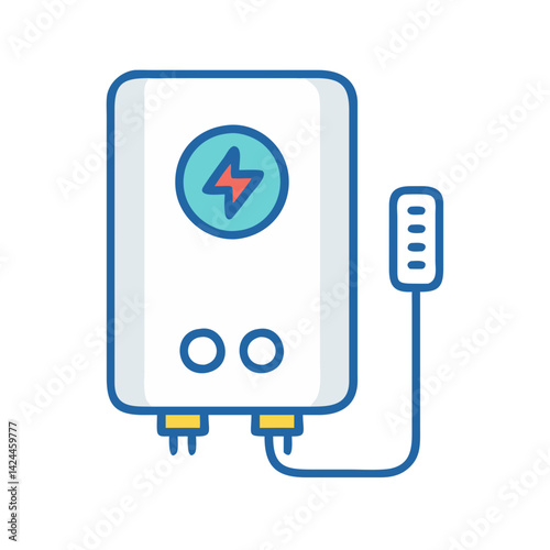 Modern Electric Water Heater Icon on Black Background