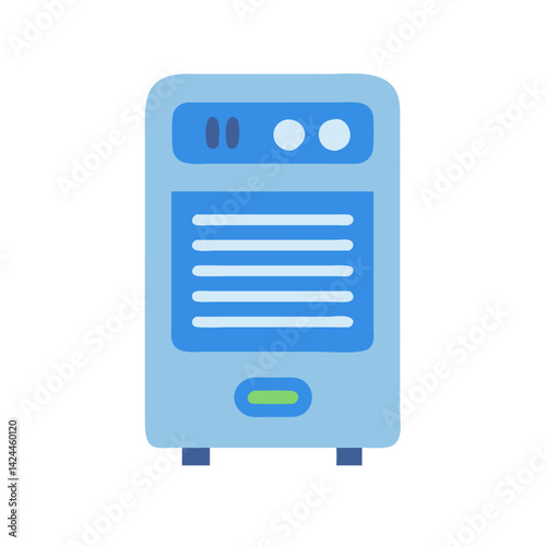 Cute Cartoon Light Blue Air Conditioner Illustration Isolated