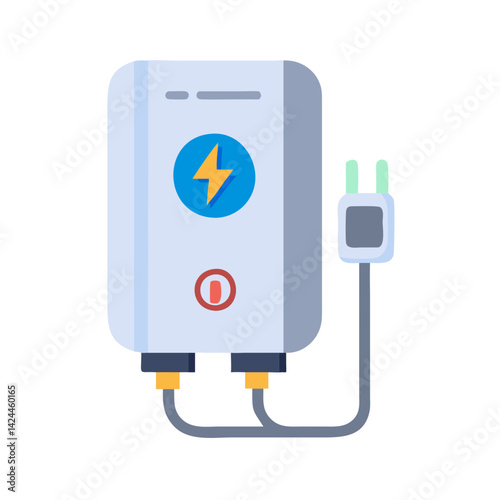Modern electric water heater icon with power cable