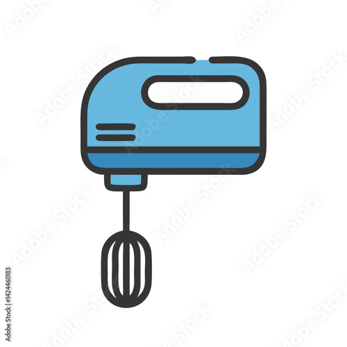 Blue Kitchen Hand Mixer Vector Icon Illustration