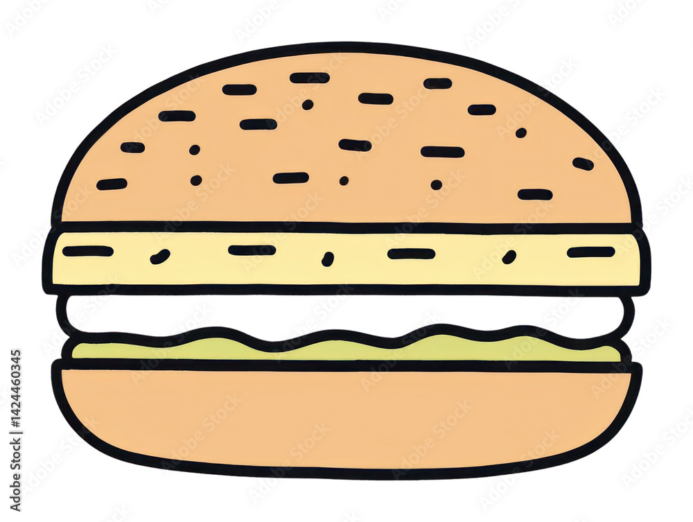 Minimal illustration of burger food line hamburger. Minimal illustration of burger food line hamburger.
