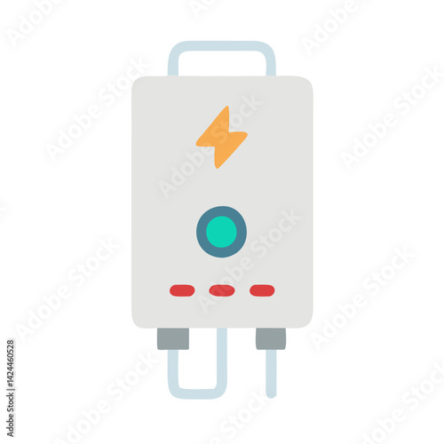 Electric Boiler Vector Illustration on Black Background Isolated