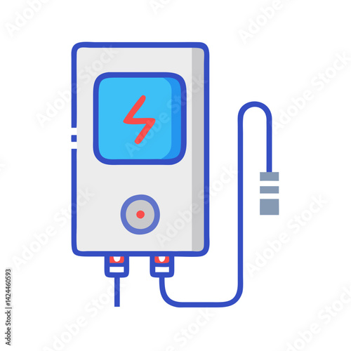 Cartoon Electric Water Heater Icon with Power Sign