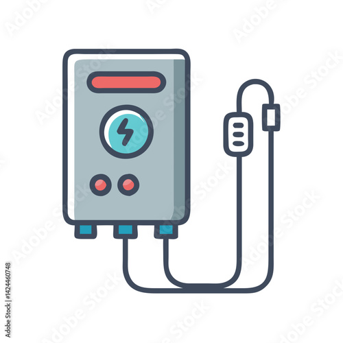 Electric Hot Water Heater Icon on Black Background