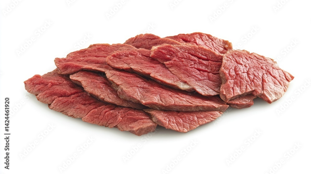 Obraz premium Medium-done sirloin steak sliced thin, showing balanced cook throughout.