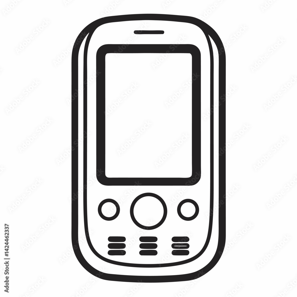 Portable phone outline single vector on white background. Portable phone outline single vector on white background.