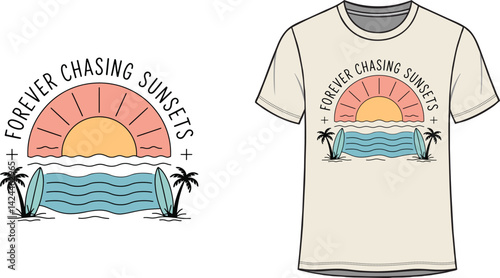 Forever Chasing Sunsets Tee
Sunset Surf Vibes T-Shirt
Beach Sunset Chaser Tee
Tropical Sunset Getaway T-Shirt
Endless Summer Sunset Tee