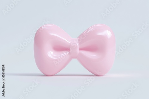 A vibrant, glossy pink bow,  against a neutral backdrop.  It's a  3D model, meticulously rendered