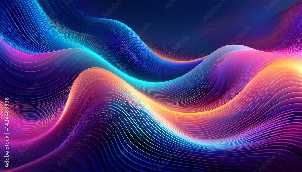 Obraz premium seamless futuristic wave pattern with smooth curves and neon gradients creating a digital motion blur effect for modern design generative ai