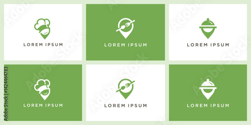 Set of food map logo design template