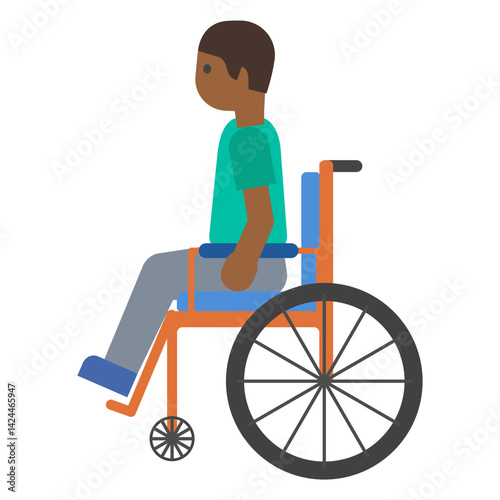 Wheelchair User Clipart Illustration | Cartoon Style Person Sitting Isolated on White Background